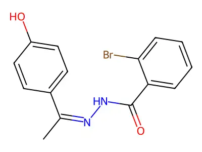 2-Bromobenzoic acid 2-[1-(4-hydroxyphenyl)ethylidene]hydrazide structure
