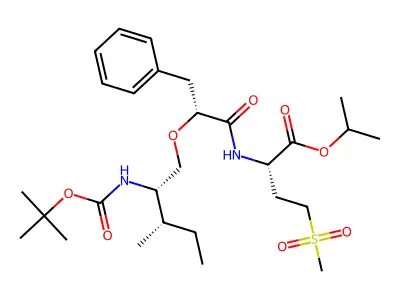 (2S)-[(2'S)-t-Boc-amino-(3'S)-methyl-1-pentyloxy]-3-phenylpropionyl-methionine Sulfone, Isopropyl Ester structure