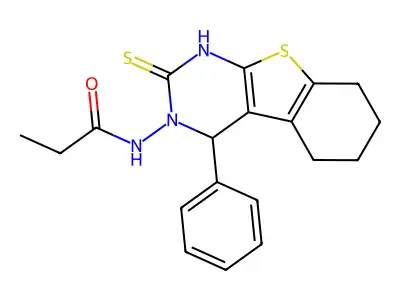 Propanamide, N-(1,4,5,6,7,8-hexahydro-4-phenyl-2-thioxo(1)benzothieno(2,3-d)pyrimidin-3(2H)-yl)- structure