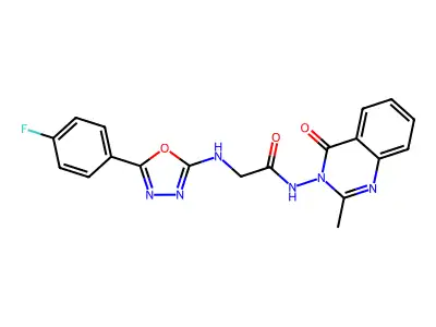 Acetamide, 2-((5-(4-fluorophenyl)-1,3,4-oxadiazol-2-yl)amino)-N-(2-methyl-4-oxo-3(4H)-quinazolinyl)- structure