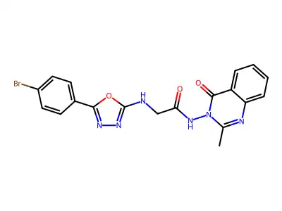 Acetamide, 2-((5-(4-bromophenyl)-1,3,4-oxadiazol-2-yl)amino)-N-(2-methyl-4-oxo-3(4H)-quinazolinyl)- structure