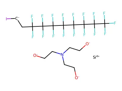 Silicon, (3,3,4,4,5,5,6,6,7,7,8,8,9,9,10,10,10-heptadecafluoro-1-iododecyl)((2,2',2''-nitrilotris(ethanolato(3-)-N,O,O',O'')-, (TB-5-23)- structure