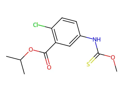 Benzoic acid, 2-chloro-5-((methoxythioxomethyl)amino)-, 1-methylethyl ester structure
