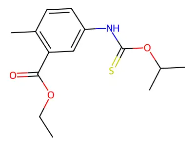 Benzoic acid, 2-methyl-5-(((1-methylethoxy)thioxomethyl)amino)-, ethyl ester structure