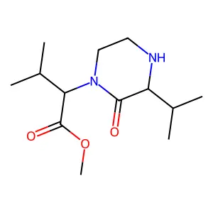 Methyl 3-methyl-2-(2'-oxo-3'-isopropyl-1'-piperazinyl)butanoate structure