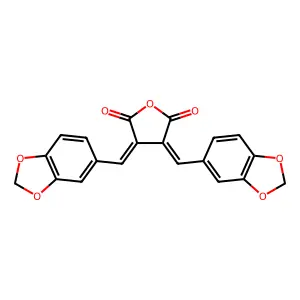 2,5-Furandione, 3,4-bis(1,3-benzodioxol-5-ylmethylene)dihydro-, (E,E)- structure