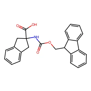 2-(9H-fluoren-9-ylmethoxycarbonylamino)-1,3-dihydroindene-2-carboxylic acid structure