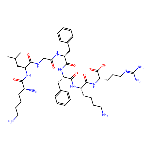 H-Lys-Leu-Gly-Phe-Phe-Lys-Arg-OH structure