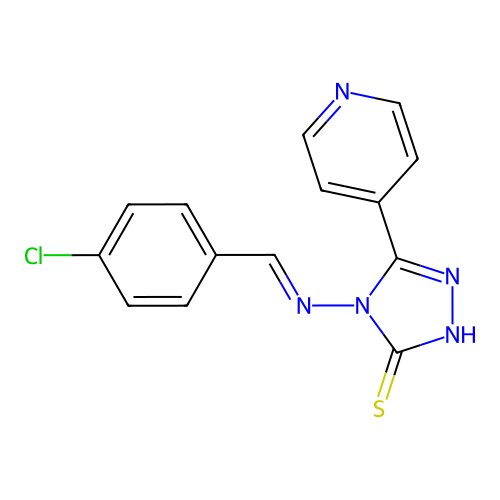 4-[(E)-(4-chlorophenyl)methylideneamino]-3-pyridin-4-yl-1H-1,2,4-triazole-5-thione structure