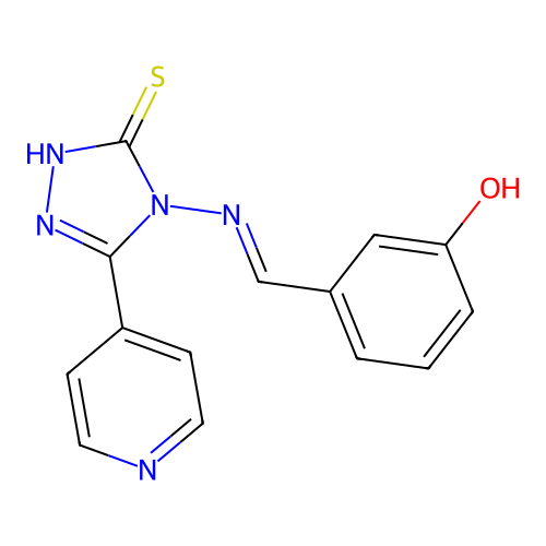 4-[(E)-(3-hydroxyphenyl)methylideneamino]-3-pyridin-4-yl-1H-1,2,4-triazole-5-thione structure