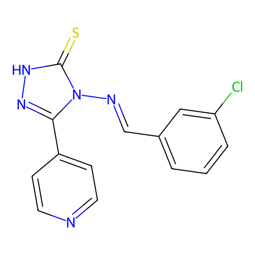 4-[(E)-(3-chlorophenyl)methylideneamino]-3-pyridin-4-yl-1H-1,2,4-triazole-5-thione structure