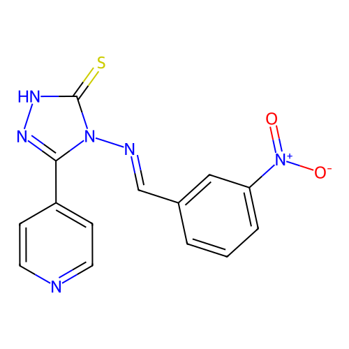 4-[(E)-(3-nitrophenyl)methylideneamino]-3-pyridin-4-yl-1H-1,2,4-triazole-5-thione structure