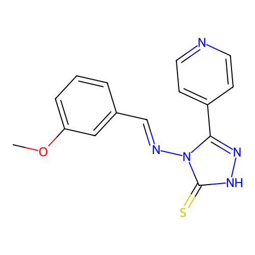 (E)-4-((3-methoxybenzylidene)amino)-5-(pyridin-4-yl)-4H-1,2,4-triazole-3-thiol structure