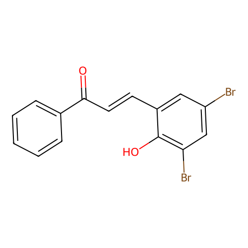 (2E)-3-(3,5-dibromo-2-hydroxyphenyl)-1-phenylprop-2-en-1-one structure