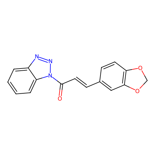 (2E)-3-(1,3-benzodioxol-5-yl)-1-(1H-benzotriazol-1-yl)prop-2-en-1-one structure