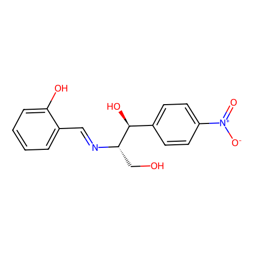 (1S,2S)-2-((E)-(2-hydroxybenzylidene)amino)-1-(4-nitrophenyl)propane-1,3-diol structure