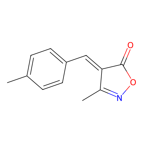 (4E)-3-methyl-4-(4-methylbenzylidene)-1,2-oxazol-5(4H)-one structure