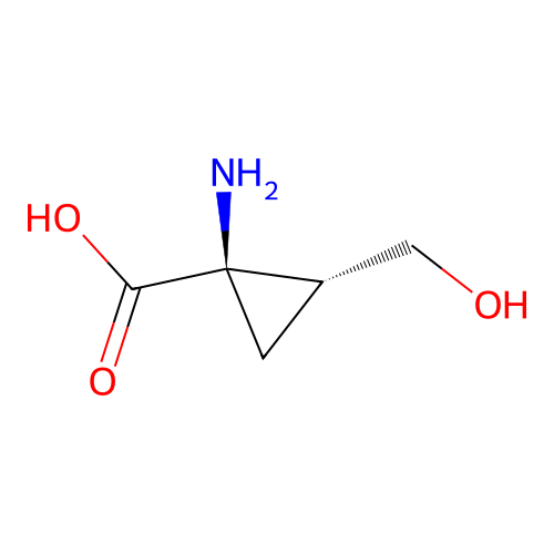 trans-(1R,2R)-1-amino-2-(hydroxymethyl)cyclopropane-1-carboxylic acid structure