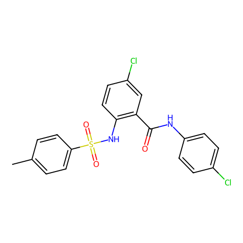 5-chloro-N-(4-chlorophenyl)-2-{[(4-methylphenyl)sulfonyl]amino}benzamide structure
