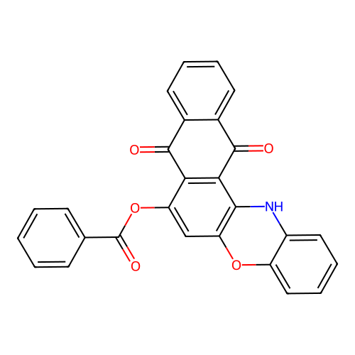 8,13-dioxo-13,14-dihydro-8H-naphtho[2,3-a]phenoxazin-7-yl benzoate structure