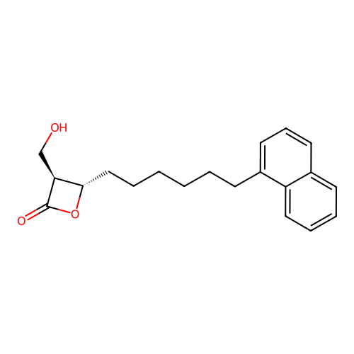 (3S,4S)-3-(hydroxymethyl)-4-(6-naphthalen-1-ylhexyl)oxetan-2-one structure