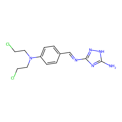 (E)-N3-(4-(bis(2-chloroethyl)amino)benzylidene)-4H-1,2,4-triazole-3,5-diamine structure