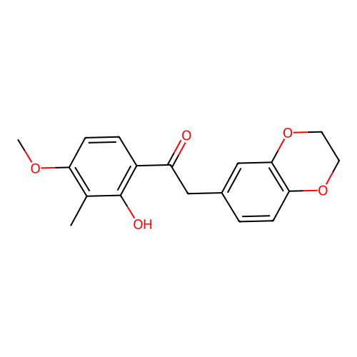 2-(2,3-dihydro-1,4-benzodioxin-6-yl)-1-(2-hydroxy-4-methoxy-3-methylphenyl)ethanone structure