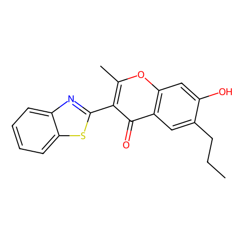3-(1,3-benzothiazol-2-yl)-7-hydroxy-2-methyl-6-propyl-4H-chromen-4-one structure