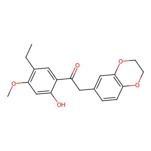 2-(2,3-dihydro-1,4-benzodioxin-6-yl)-1-(5-ethyl-2-hydroxy-4-methoxyphenyl)ethanone structure