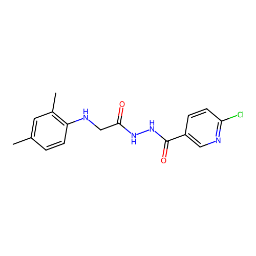 6-chloro-N'-[2-(2,4-dimethylanilino)acetyl]pyridine-3-carbohydrazide structure