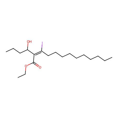 ethyl (E)-2-(1-hydroxybutyl)-3-iodotridec-2-enoate structure