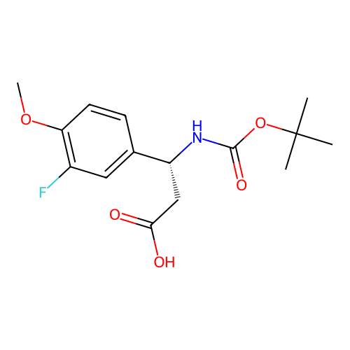 (3R)-3-(3-fluoro-4-methoxyphenyl)-3-[(2-methylpropan-2-yl)oxycarbonylamino]propanoic acid structure