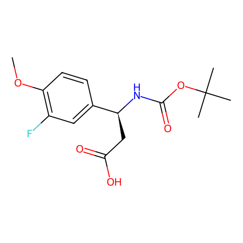 (3S)-3-(3-fluoro-4-methoxyphenyl)-3-[(2-methylpropan-2-yl)oxycarbonylamino]propanoic acid structure