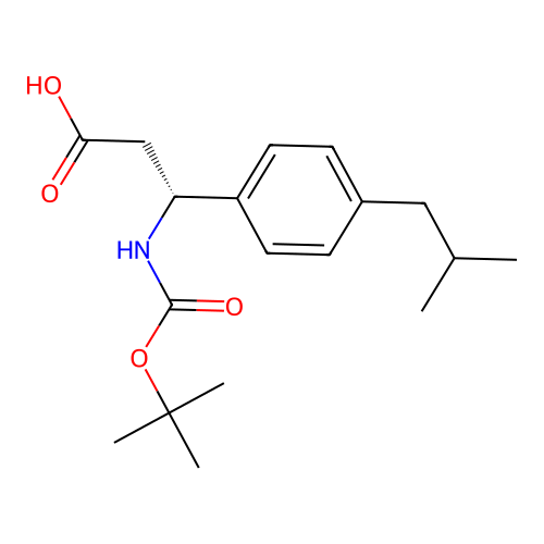 (3R)-3-{[(tert-butoxy)carbonyl]amino}-3-[4-(2-methylpropyl)phenyl]propanoic acid structure