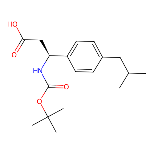(3S)-3-{[(tert-butoxy)carbonyl]amino}-3-[4-(2-methylpropyl)phenyl]propanoic acid structure