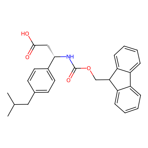 (3S)-3-({[(9H-fluoren-9-yl)methoxy]carbonyl}amino)-3-[4-(2-methylpropyl)phenyl]propanoic acid structure