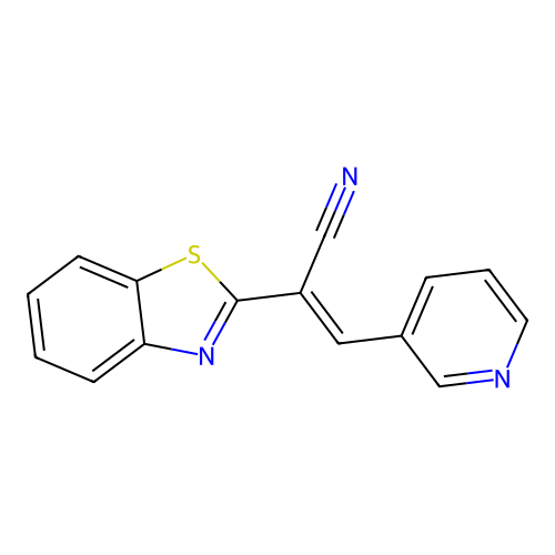 (2E)-2-(1,3-benzothiazol-2-yl)-3-(pyridin-3-yl)prop-2-enenitrile structure