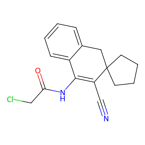 2-chloro-N-(3'-cyano-1'H-spiro[cyclopentane-1,2'-naphthalen]-4'-yl)acetamide structure