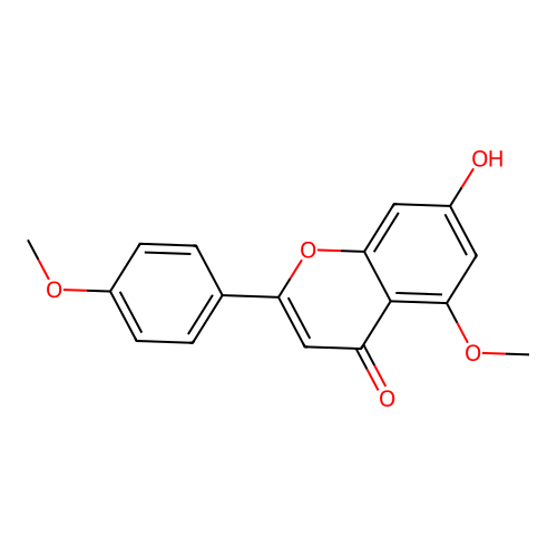 4H-1-Benzopyran-4-one, 7-hydroxy-5-methoxy-2-(4-methoxyphenyl)- structure