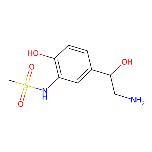 N-[5-(2-amino-1-hydroxyethyl)-2-hydroxyphenyl]methanesulphonamide structure