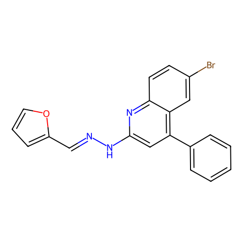 6-bromo-2-[(2E)-2-(furan-2-ylmethylidene)hydrazinyl]-4-phenylquinoline structure