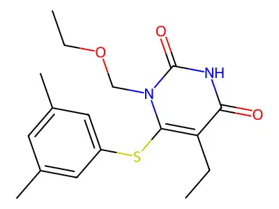 5-Ethyl-1-ethoxymethyl-6-(3,5-dimethylphenylthio)uracil structure