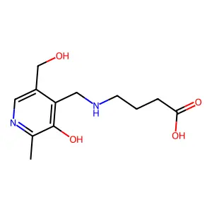 4-({[3-Hydroxy-5-(hydroxymethyl)-2-methylpyridin-4-yl]methyl}amino)butanoic acid structure
