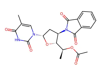 1-(5-O-Acetyl-3-phthalimido-2,3,6-trideoxy-beta-L-ribo-hexofuranosyl)thymine structure