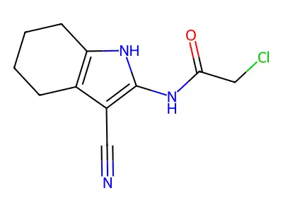 2-chloro-N-(3-cyano-4,5,6,7-tetrahydro-1H-indol-2-yl)acetamide structure