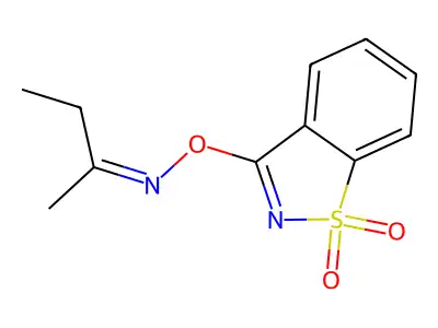 3-[[(1-Methylpropylidene)amino]oxy]-1,2-benzisothiazole 1,1-dioxide structure