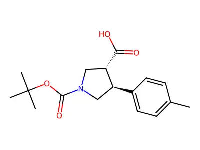 (3S,4R)-1-(tert-Butoxycarbonyl)-4-(p-tolyl)pyrrolidine-3-carboxylic acid structure