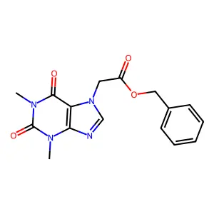 benzyl (1,3-dimethyl-2,6-dioxo-1,2,3,6-tetrahydro-7H-purin-7-yl)acetate structure