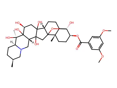4,12,14,16,17,20-Hexahydroxy-4,9-epoxycevan-3-yl 3,5-dimethoxybenzoate structure