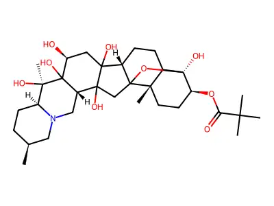 4,12,14,16,17,20-Hexahydroxy-4,9-epoxycevan-3-yl 2,2-dimethylpropanoate structure
